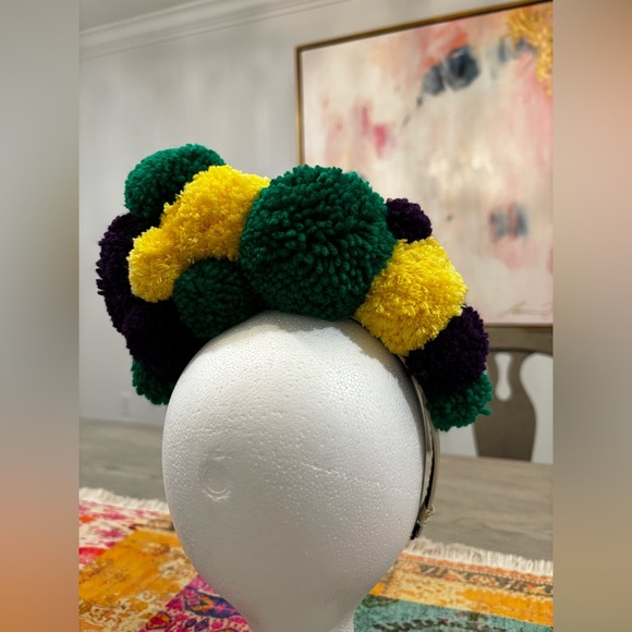 Purple, Green & Gold Pom Pom Headband - Picture 5 of 5